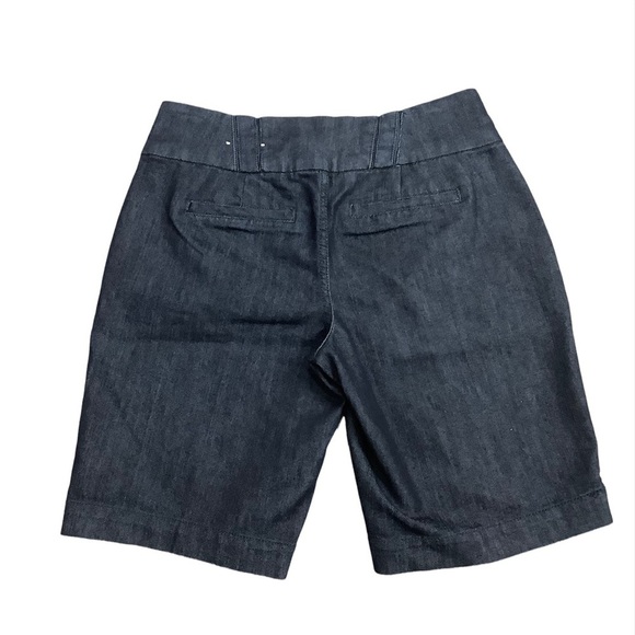 Women's Roz & Ali 4 S Small Navy Blue Khakis Chino Bermuda Jeans Shorts NWOT - Picture 3 of 8